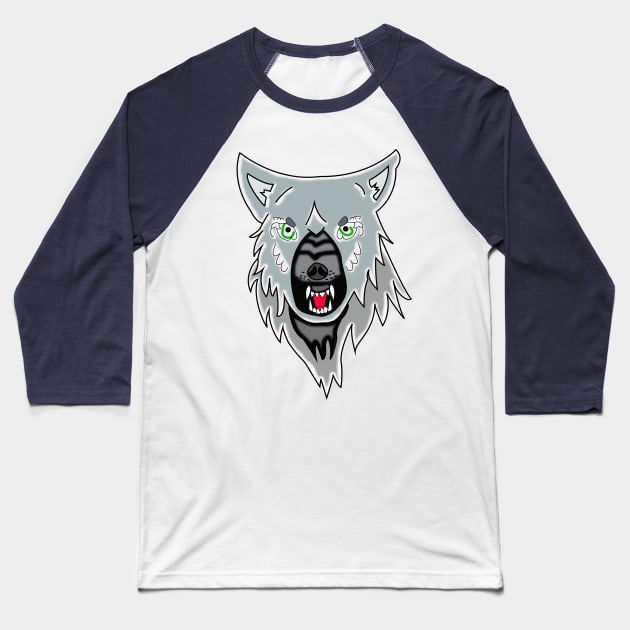 Wolf Head Baseball T-Shirt by CuJo's Hangout